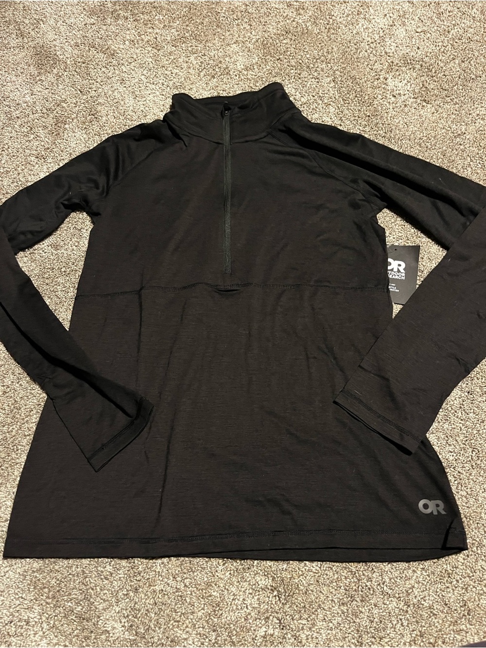 Outdoor Research Alpine Onset Merino 150 Half Zip Women Medium Black NWT
